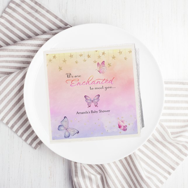 We Are Enchanted To Meet You Butterfly Baby Shower Napkins (Creator Uploaded)