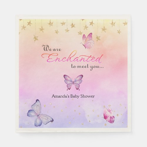 We Are Enchanted To Meet You Butterfly Baby Shower Napkins