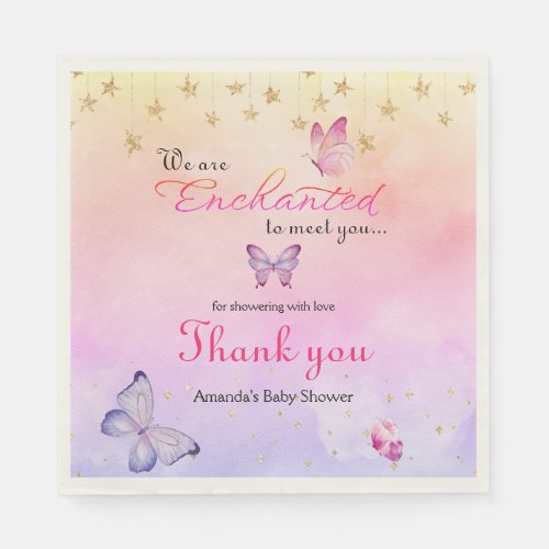 We Are Enchanted To Meet You Butterfly Baby Shower Napkins
