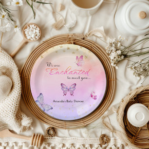 We Are Enchanted To Meet You Butterfly Baby Shower Paper Plates