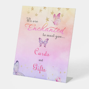 We Are Enchanted To Meet You Butterfly Baby Shower Pedestal Sign