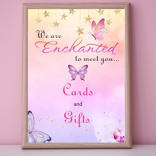 We Are Enchanted To Meet You Butterfly Baby Shower Poster