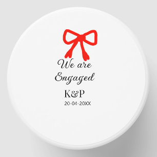 We are engaged add name letter red bow modern text mini candle favors