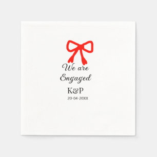 We are engaged add name letter red bow modern text napkins
