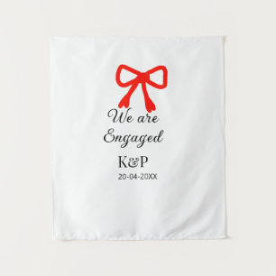 We are engaged add name letter red bow modern text tapestry