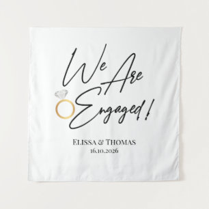 We Are Engaged! Backdrop Tapestry