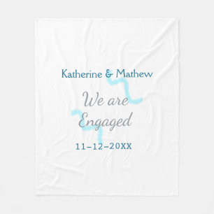 We are engaged blue gray watercolor spiral stylish fleece blanket