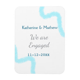 We are engaged blue gray watercolor spiral stylish magnet