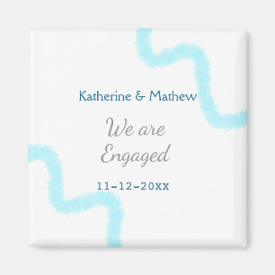 We are engaged blue gray watercolor spiral stylish magnet
