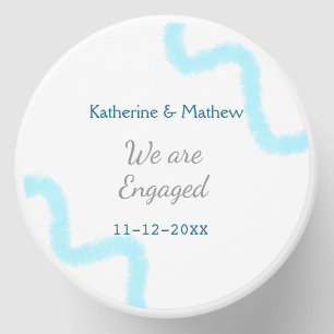 We are engaged blue gray watercolor spiral stylish mini candle favors