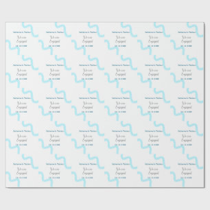 We are engaged blue gray watercolor spiral stylish wrapping paper