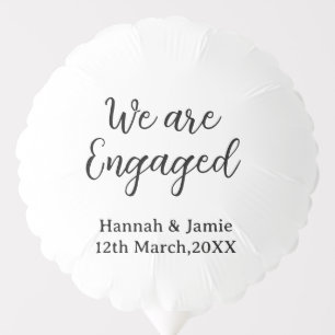 We are Engaged couple name date calligraphystylish Balloon