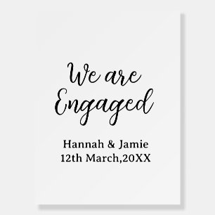 We are Engaged couple name date calligraphystylish Foam Board