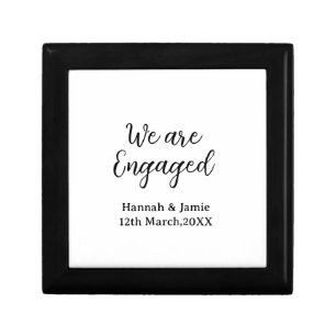 We are Engaged couple name date calligraphystylish Gift Box
