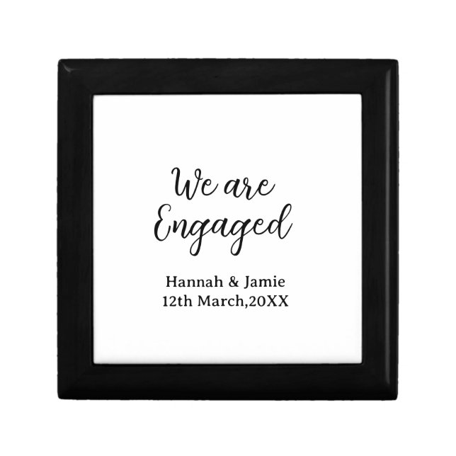 We are Engaged couple name date calligraphystylish Gift Box (Front)