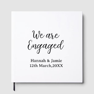 We are Engaged couple name date calligraphystylish Guest Book