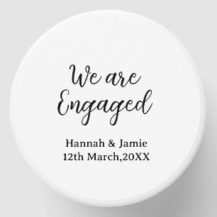 We are Engaged couple name date calligraphystylish Mini Candle Favors