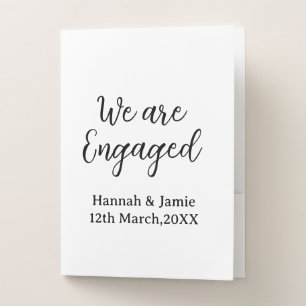 We are Engaged couple name date calligraphystylish Pocket Folder