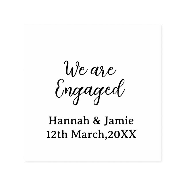 We are Engaged couple name date calligraphystylish Self-inking Stamp (Design)