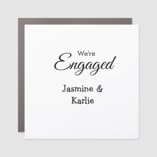 We are engaged couple name romantic stylish simple car magnet