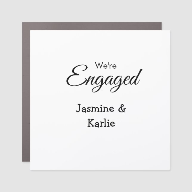 We are engaged couple name romantic stylish simple car magnet (Front)