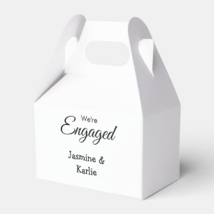 We are engaged couple name romantic stylish simple favor boxes