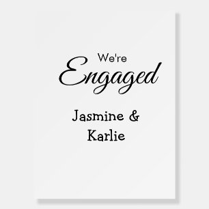 We are engaged couple name romantic stylish simple foam board