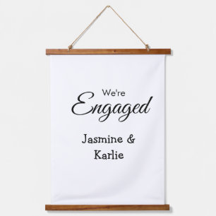 We are engaged couple name romantic stylish simple hanging tapestry
