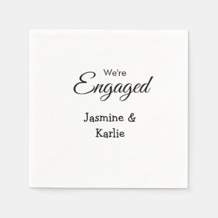 We are engaged couple name romantic stylish simple napkins