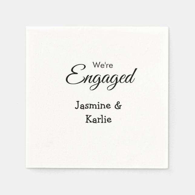 We are engaged couple name romantic stylish simple napkins (Front)