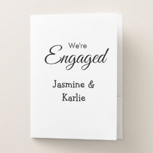 We are engaged couple name romantic stylish simple pocket folder