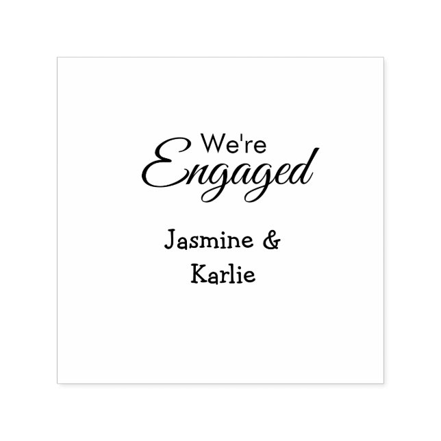 We are engaged couple name romantic stylish simple self-inking stamp (Design)