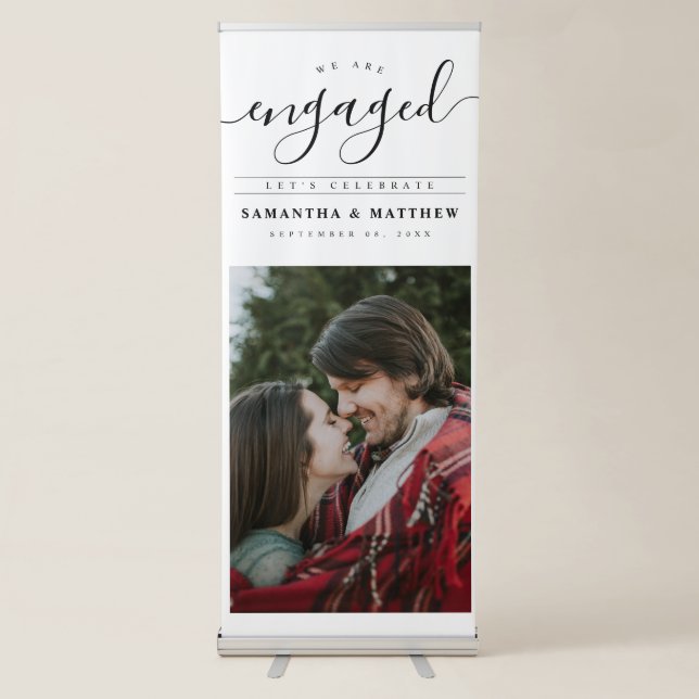 We Are Engaged Couple Photo Engagement Banner (Front)