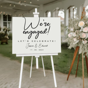 We Are Engaged Minimal Black White Chic Reception  Foam Board