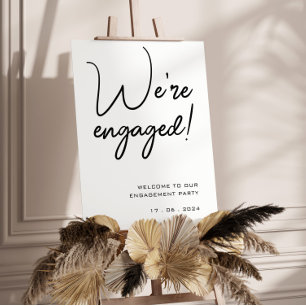 We Are Engaged Minimal Black White Chic Reception  Foam Board