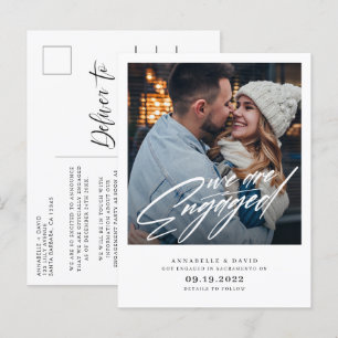 We Are Engaged Modern Photo Announcement Postcard