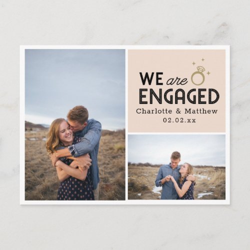 We Are Engaged Photo Engagement Announcement Postcard