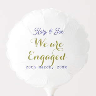 We are Engaged purple gold name date elegant simpl Balloon