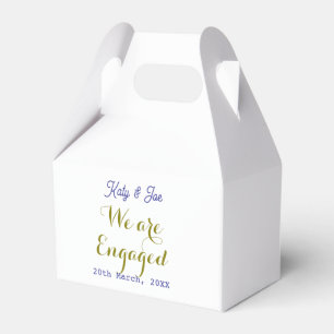 We are Engaged purple gold name date elegant simpl Favor Boxes