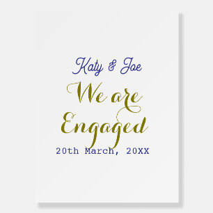 We are Engaged purple gold name date elegant simpl Foam Board