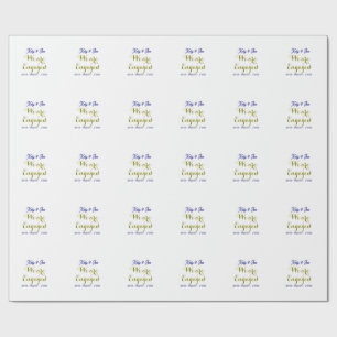 We are Engaged purple gold name date elegant simpl Wrapping Paper