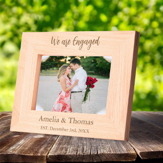 We Are Engaged Rustic Photo frame with Names Engraved Frames
