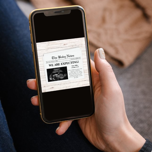 We Are Expecting Newspaper Photo Pregnancy Announcement (we are expecting newspaper style photo pregnancy announcement card ultrasound sonogram)