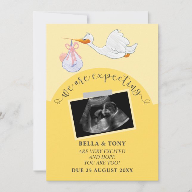 We Are Expecting Yellow Pregnancy Sonogram Card (Front)