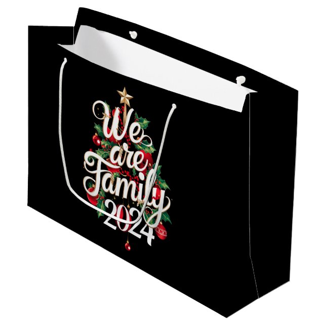 We Are Family Christmas 2024 Matching Pajama  Large Gift Bag (Front Angled)