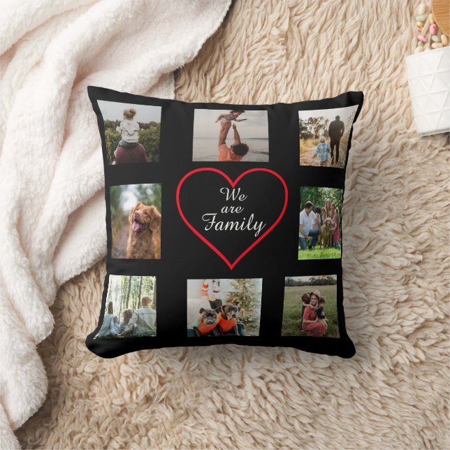 We Are Family Heart  8 Photo Collage Pillow (Blanket)