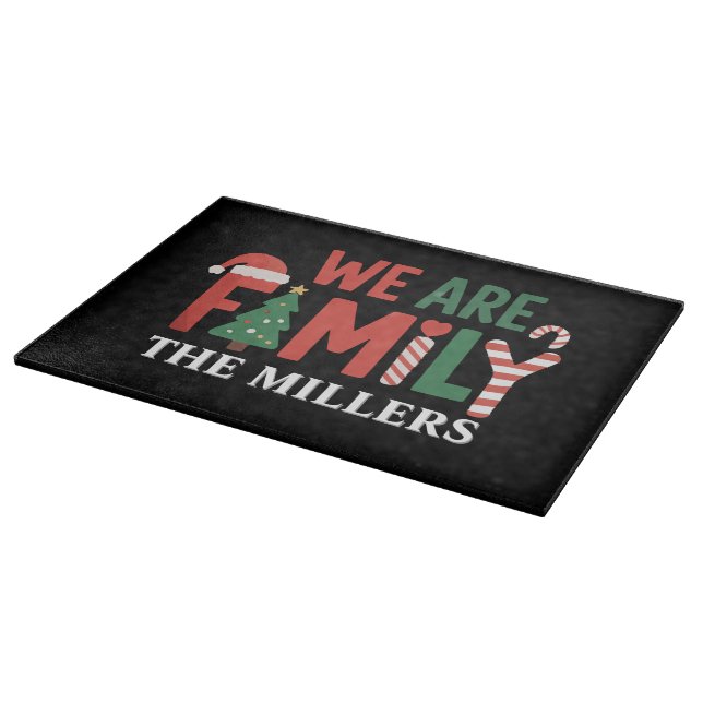 We Are Family Personalized Christmas Family Couple Cutting Board (Corner)