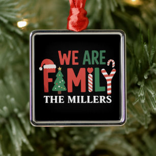 We Are Family Personalized Christmas Family Couple Metal Ornament
