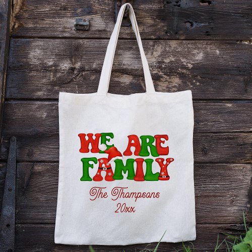 We Are Family Personalized Matching Christmas 2024 Tote Bag