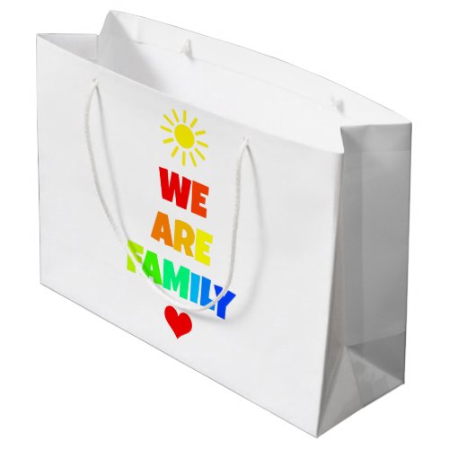 We Are Family Rainbow Sunshine Adoption Design Large Gift Bag
